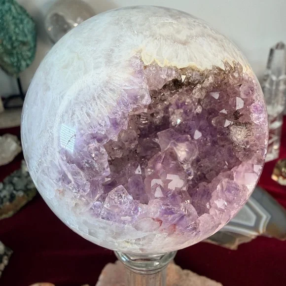 Lavender Amethyst & Quartz Sphere • Gorgeous Pockets • Sparkly Points 3.38”
